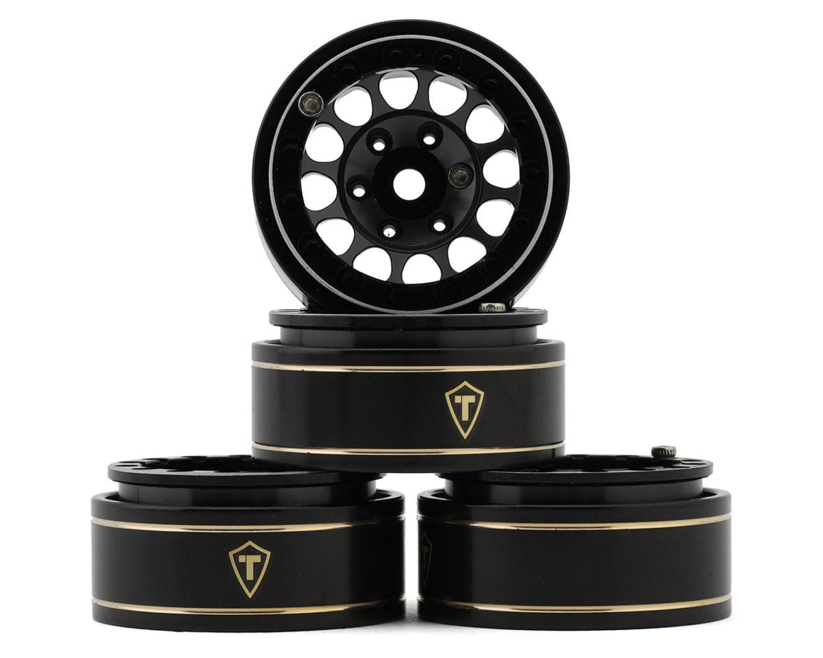 Treal Hobby Type I 1.0" Classic 12-Spoke Beadlock Wheels (Black) (4) (27.2g)