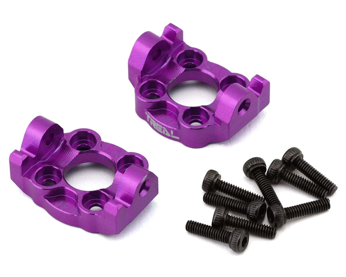 Treal Hobby Losi Mini LMT Aluminum Front C Hub Spindle Carriers (Purple) (2) (0 Degree)