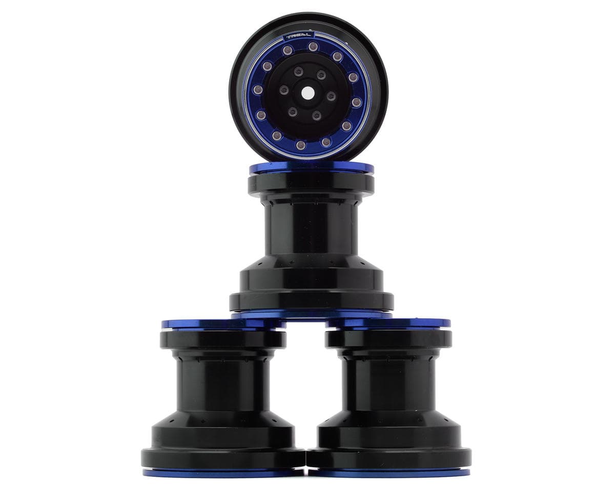 Treal Hobby Losi Mini LMT 7075 Aluminum Beadlock Wheel Set (4) (Black/Blue)