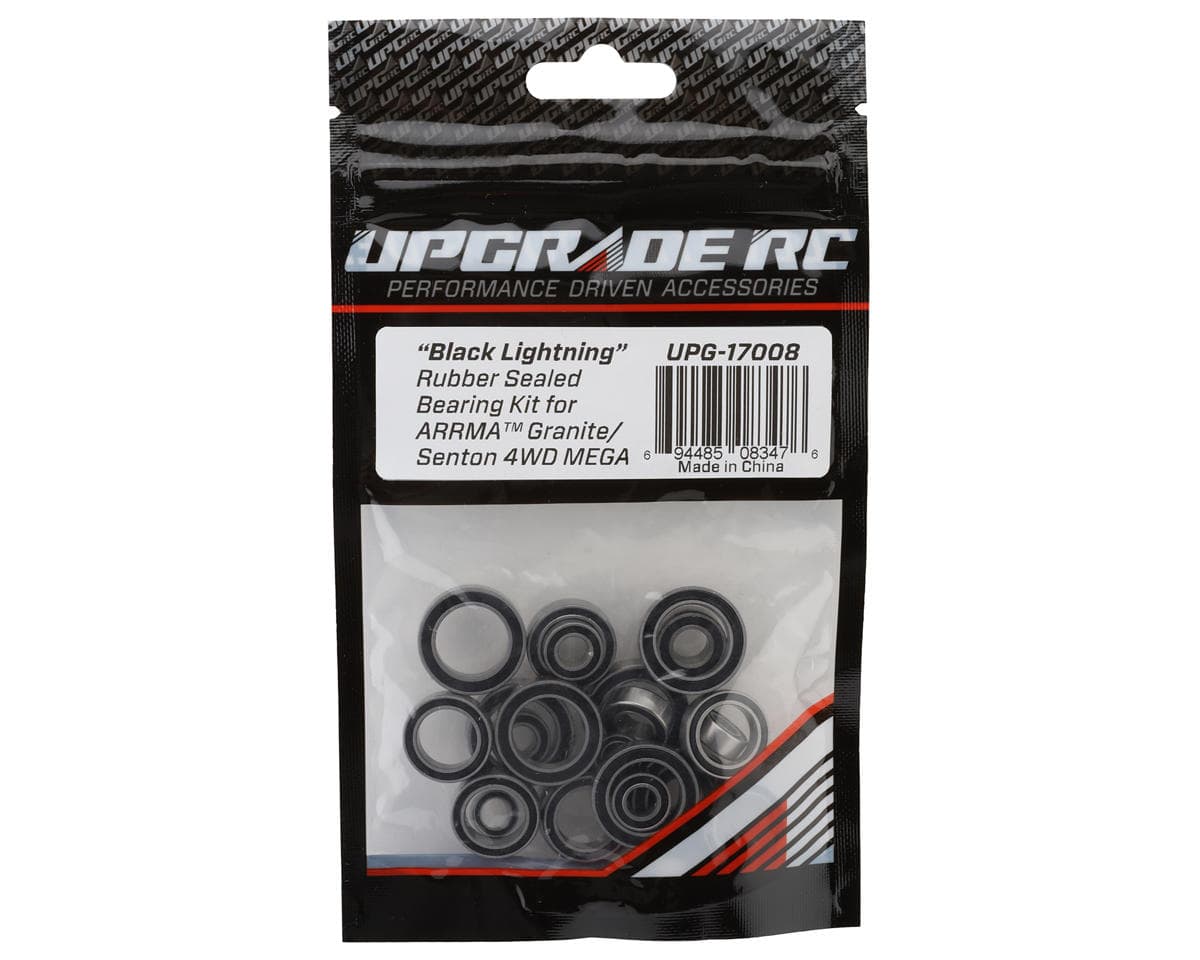 UpGrade RC "Black Lightning" Rubber Sealed Bearing Kit for Arrma® 4x4 MEGA Granite™/Senton™