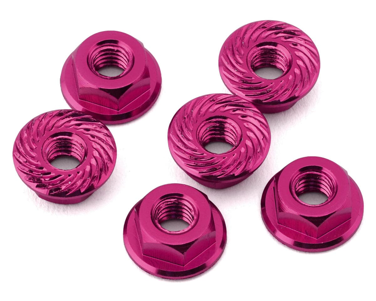 175RC Associated RC10B7 Serrated Wheel Nuts (Pink) (6)