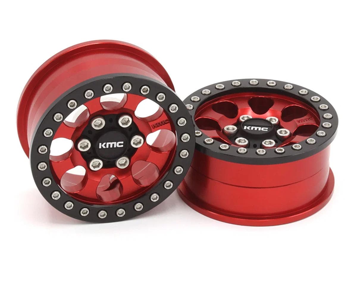 Vanquish Products 1.9" KMC KM237 Riot CNC Aluminum Crawler Beadlock Wheels (Red) (2)