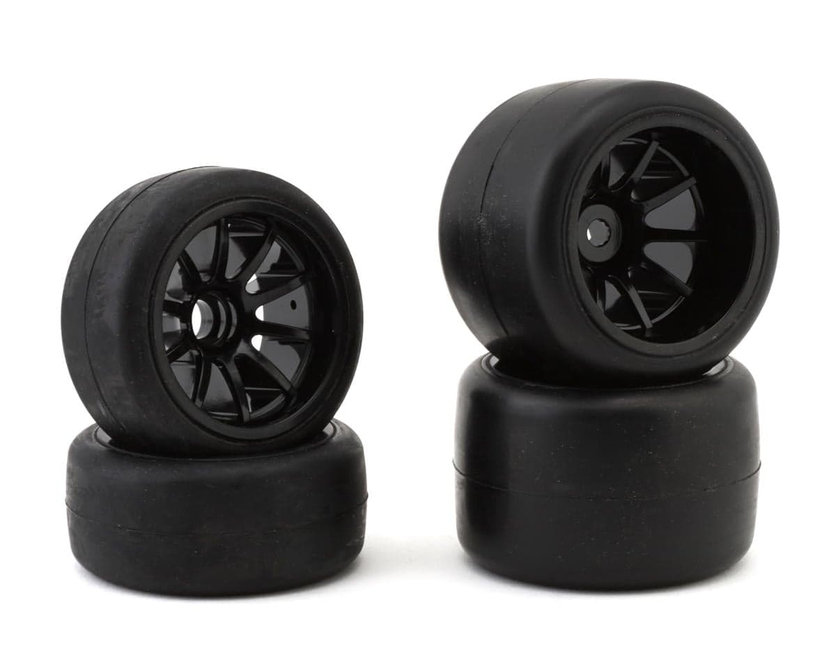 Sweep F1 V6 Pre-Mounted Front & Rear Rubber Tire Set (Black) (4) (Hard/Soft)