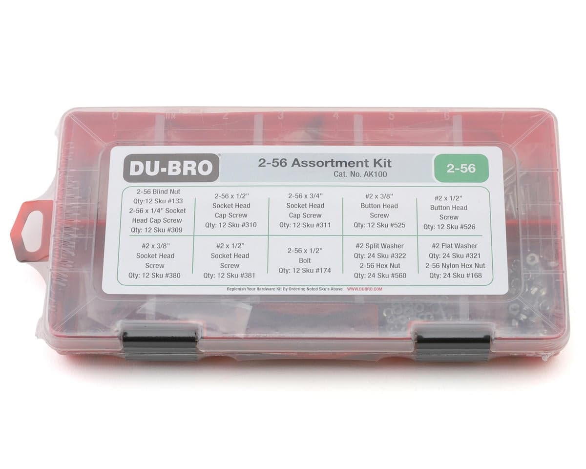 DuBro 2-56 Hardware Assortment Kit (204) w/Screws, Nuts, Bolts & Washers