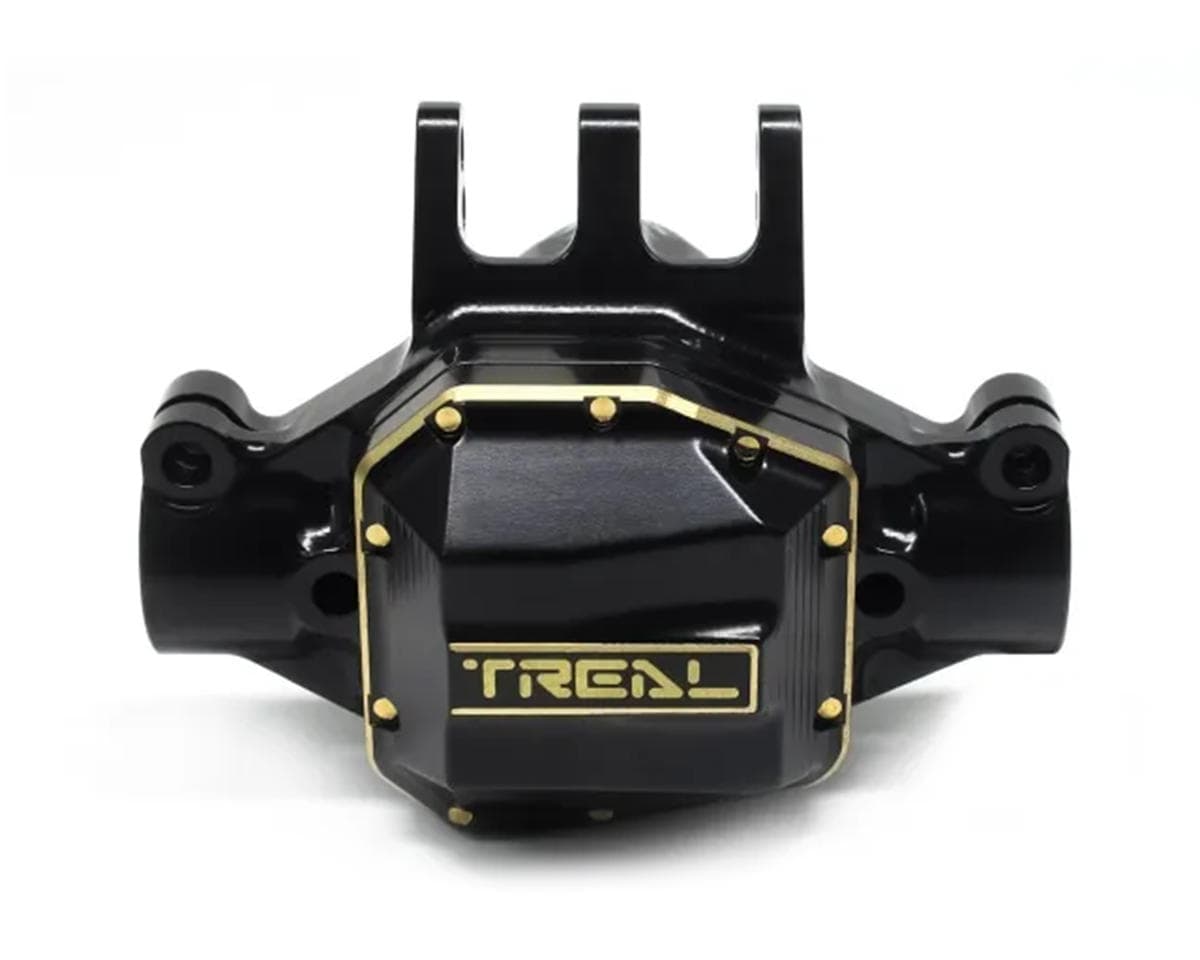 Treal Hobby Axial SCX10 Pro Brass Rear Center Axle Housing (Black) (157.3g) w/Differential Cover