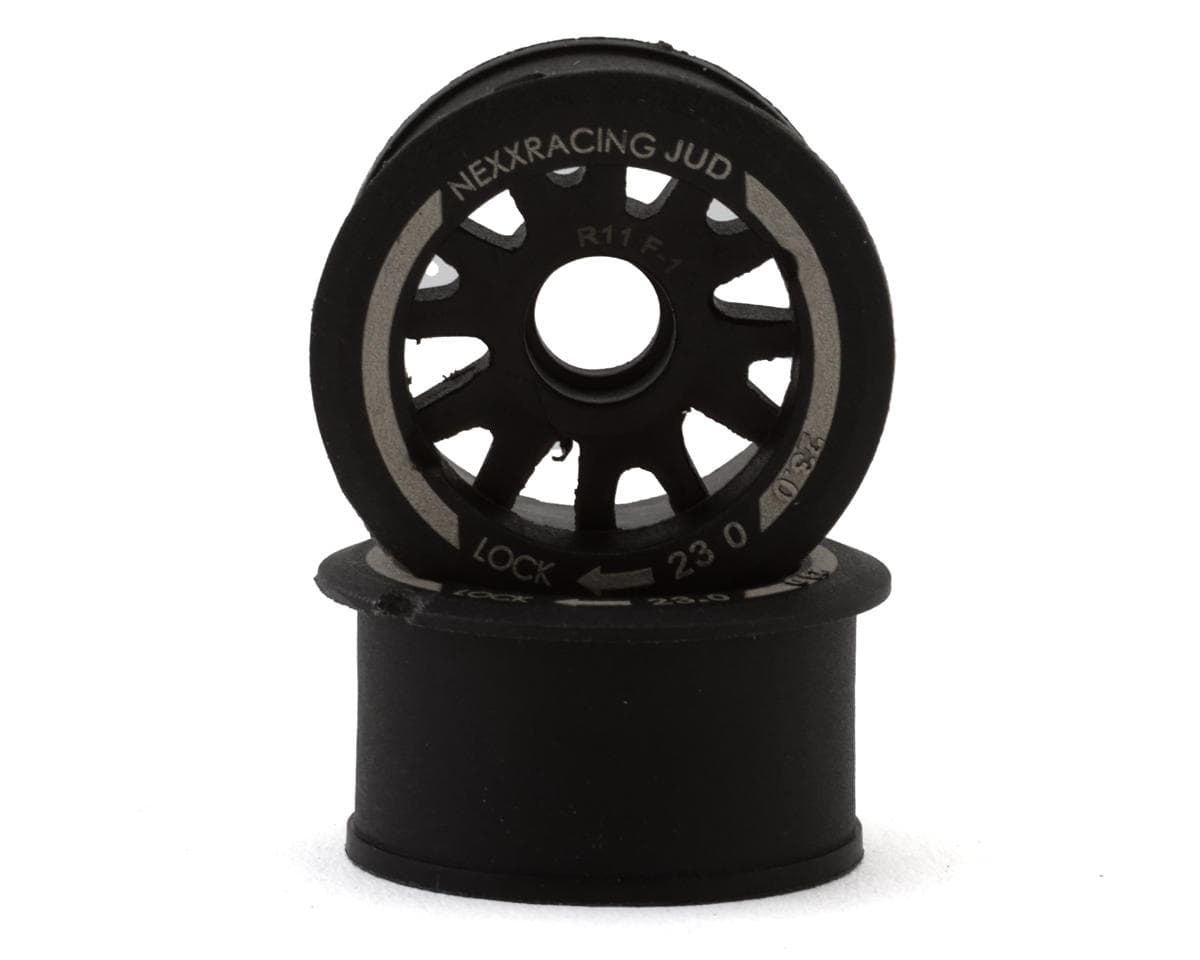 NEXX Racing Mini-Z "JUD" EVO Rear Threaded Side-Wall RWD Carbon-Fiber Rims (-1mm Offset) (Black) (2)