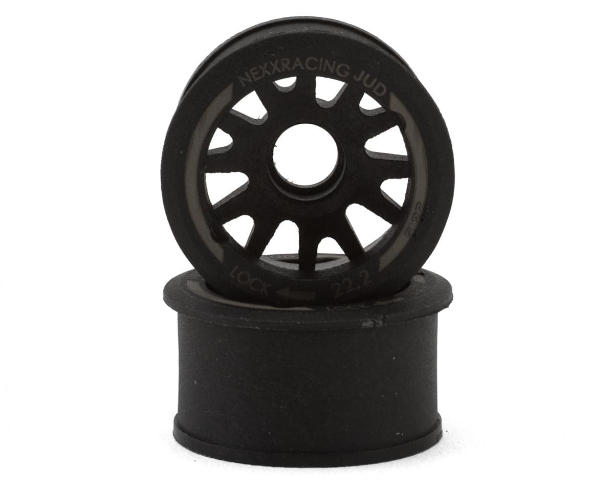 NEXX Racing Mini-Z "JUD" EVO Rear Threaded Side-Wall RWD Carbon-Fiber Rims (0mm Offset) (Black) (2)