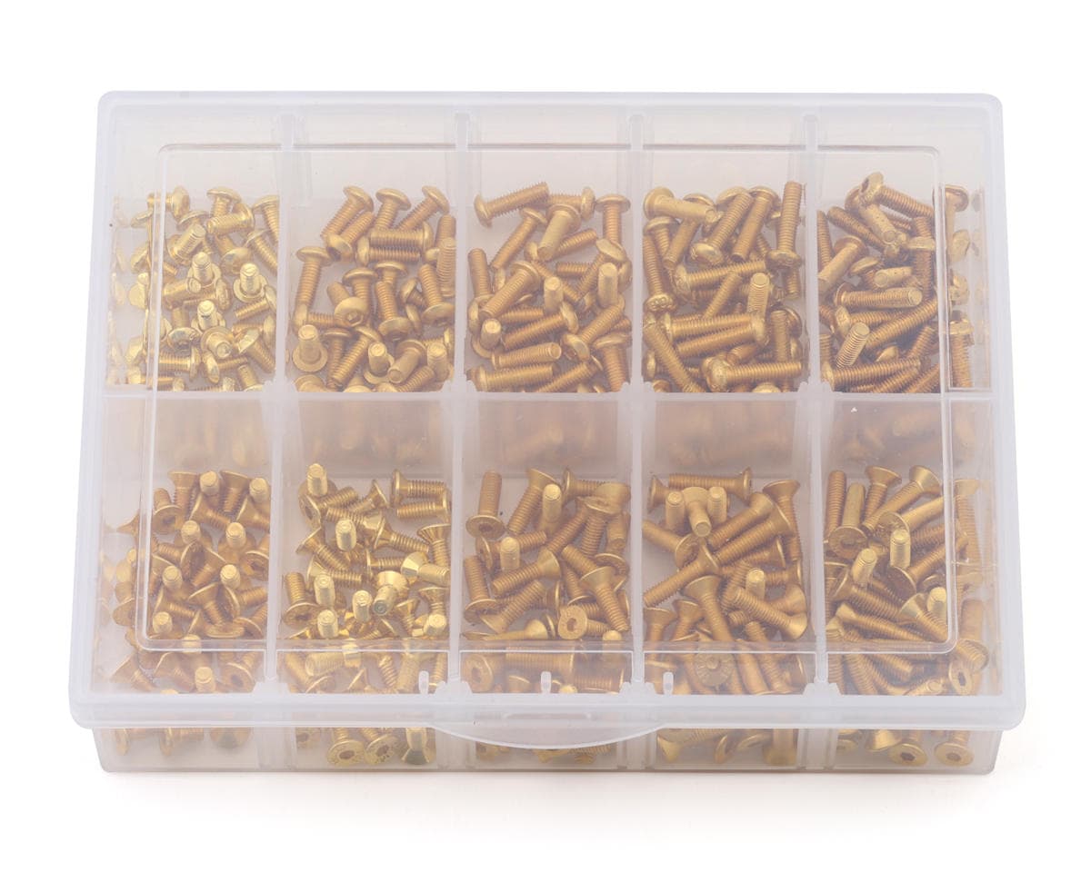 Samix Stainless Steel M3 Screw Set w/Storage Box (Gold) (350) (Flat Head/Button Head)