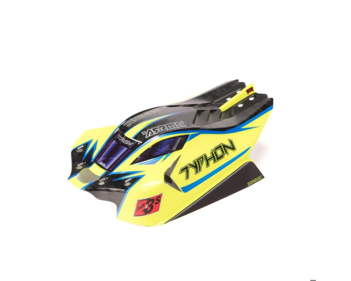 Arrma 1/8 Clipless Painted Decaled Body, Yellow/Blue: TYPHON 4X4