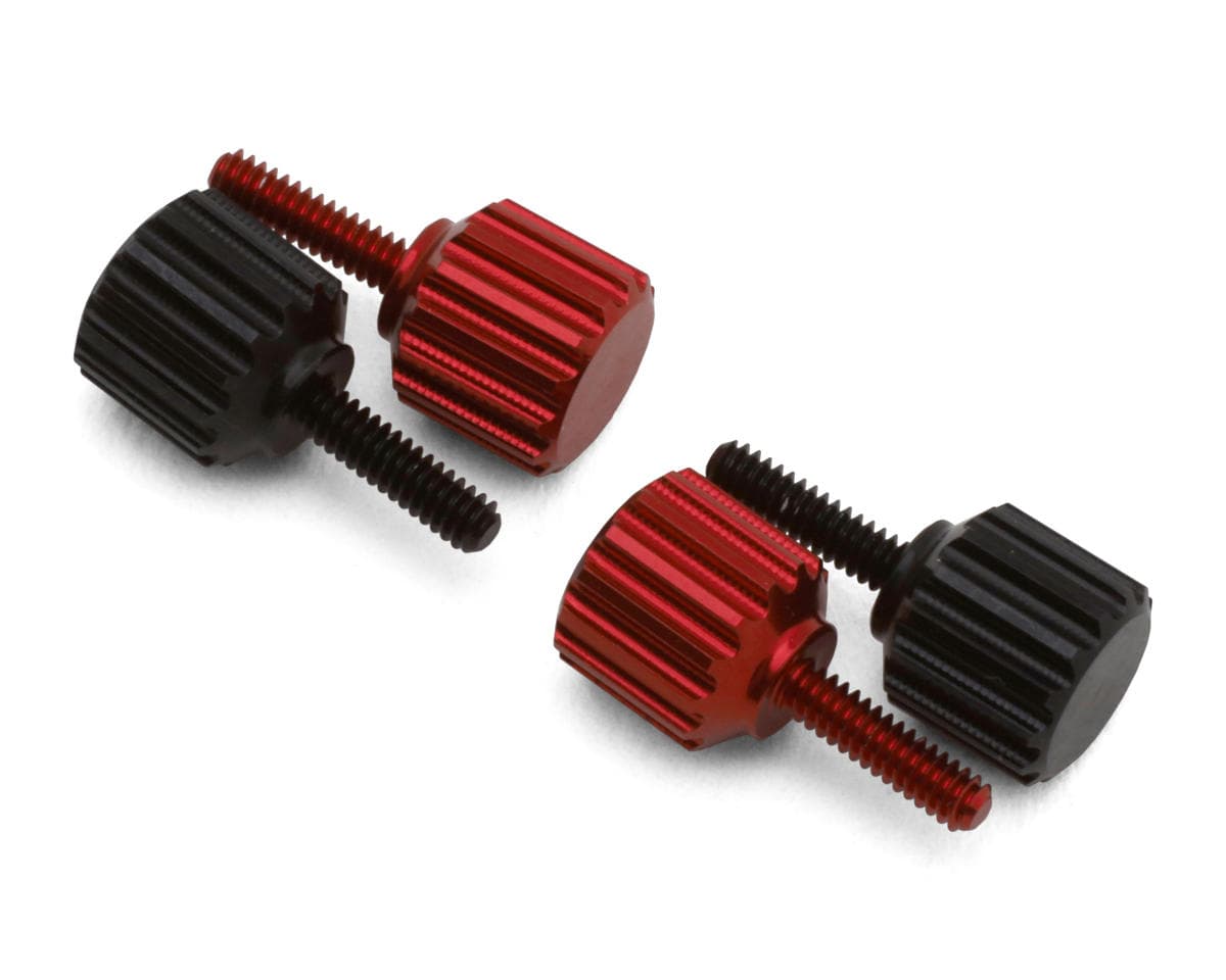 UpGrade RC 7075 Aluminum 1.4mm Thumbscrews for Losi® Micro-B™ & Micro-T™ (Black/Red) (4)