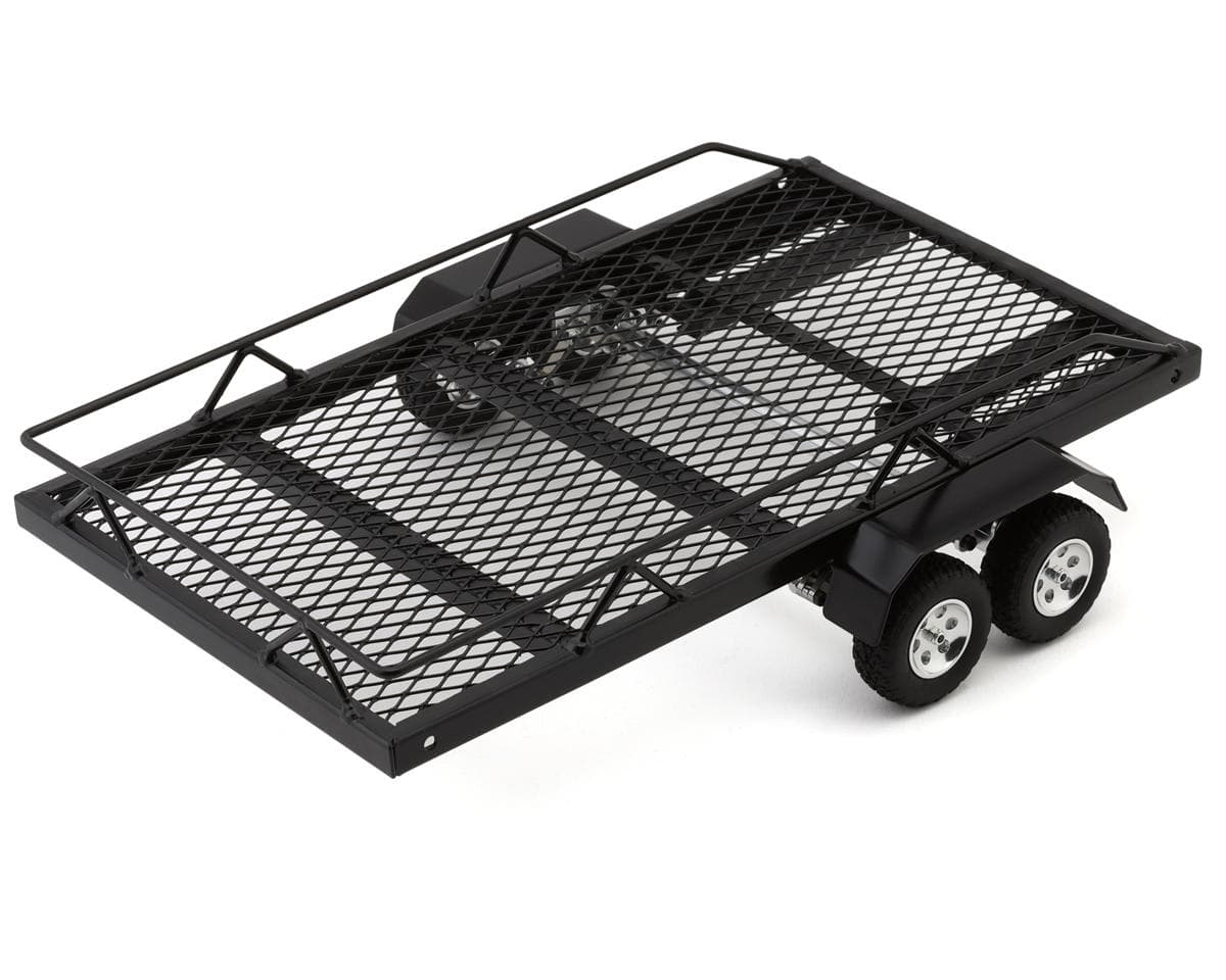 Hobby Details 1/18 Mini Aluminum Dual Axle Scale Trailer (34x19x7cm) (Miniature Scale Accessory)