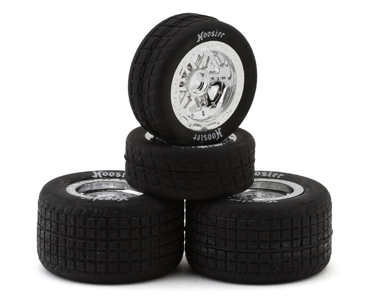1RC Racing Pre-Mounted 1/18 Midget Hoosier Tires (Chrome) (4) (F/R) (Soft)