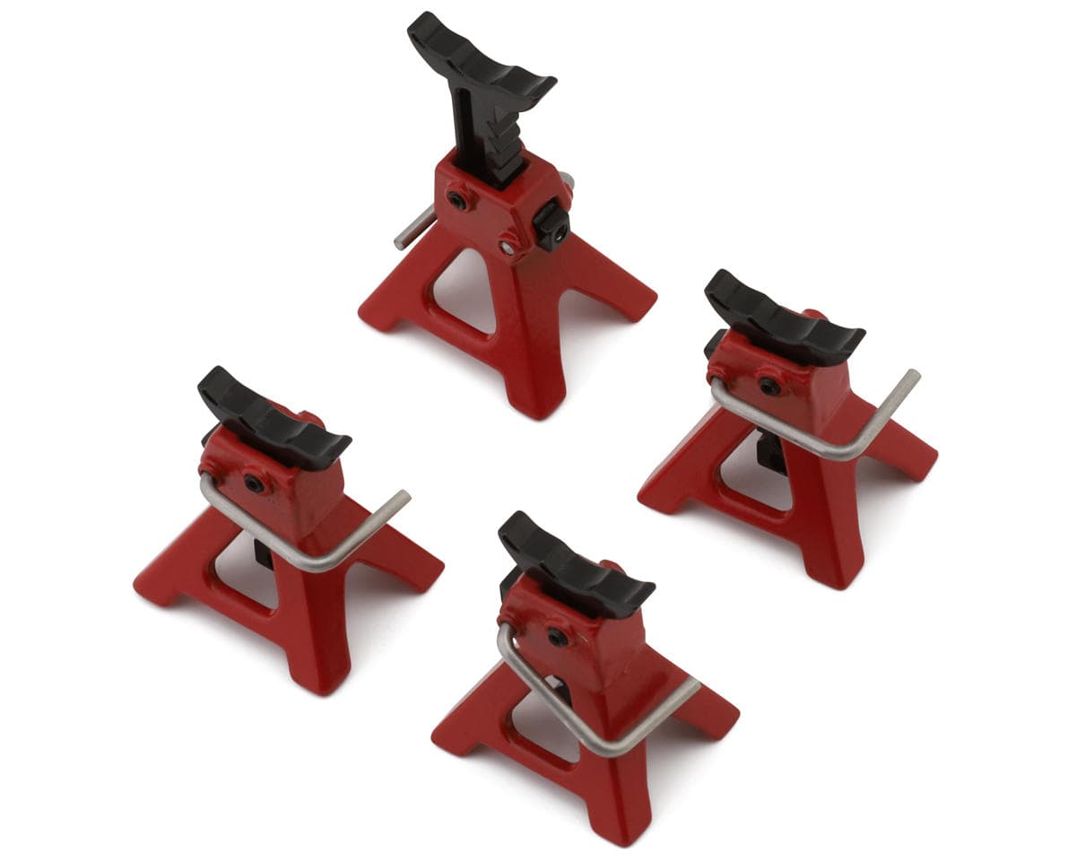 Yeah Racing 1/18 & 1/24 Micro Crawler Adjustable Height 3 Ton Jack (Red) (4) (Miniature Scale Accessory)
