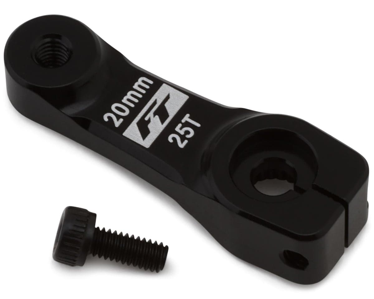 Team Associated Factory Team Aluminum 20mm Servo Horn (Black) (-2mm Offset) (25T-Futaba/ProTek)