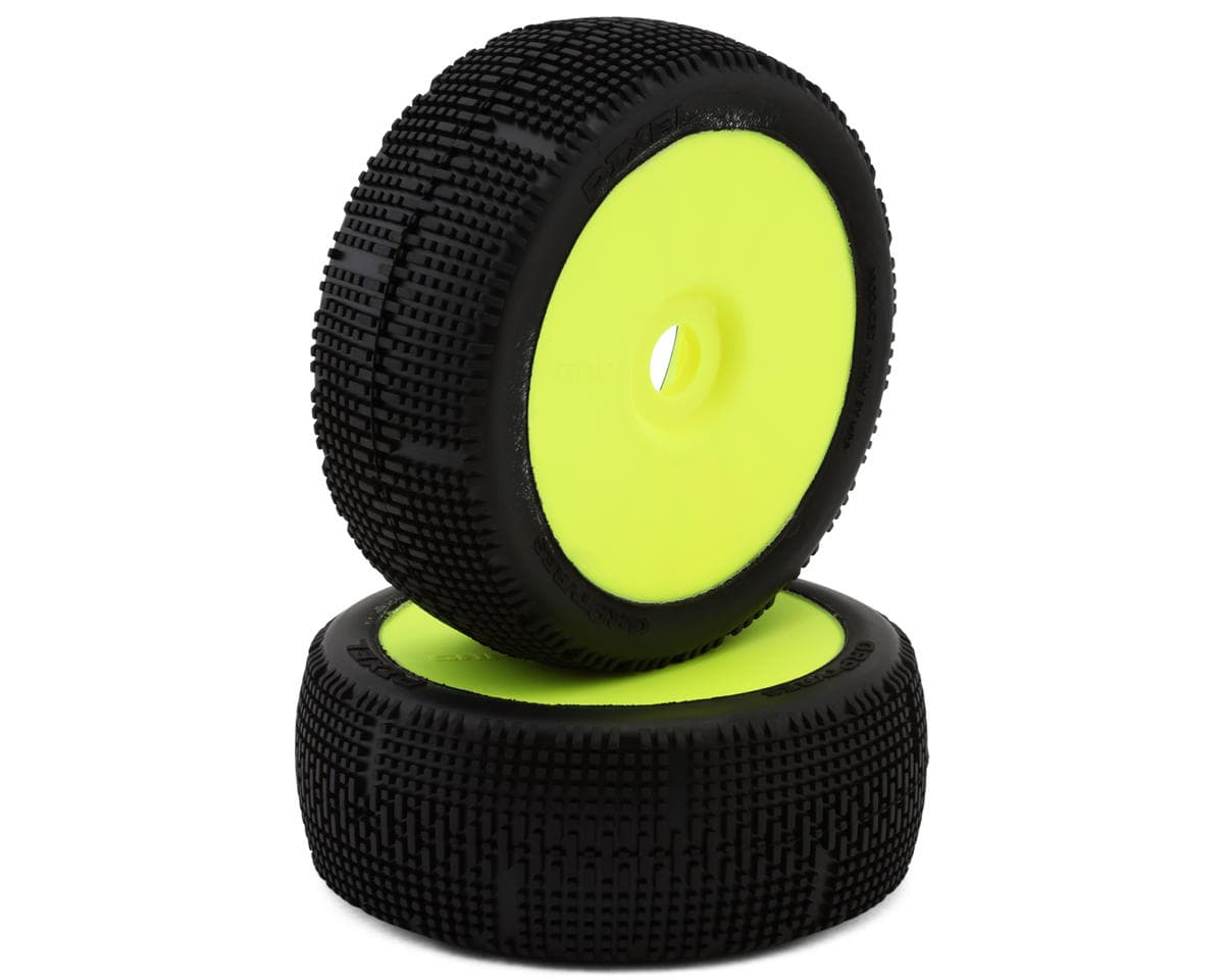 GRP Tires Pixel Pre-Mounted 1/8 Buggy Tires (Yellow) (2) (N35 - Soft)