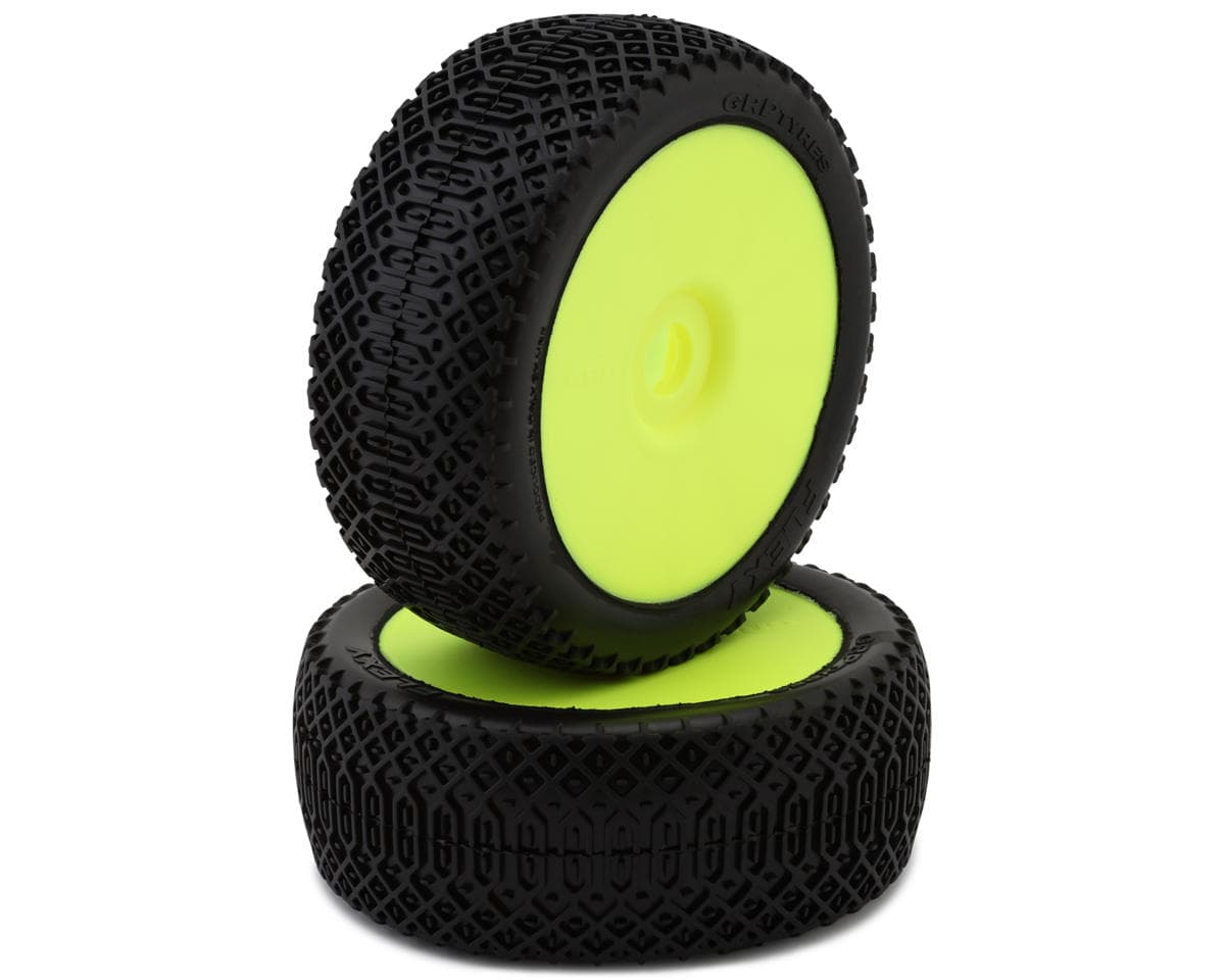 GRP Tires Flexy Pre-Mounted 1/8 Buggy Tires (Yellow) (2) (S25 - Super Soft)