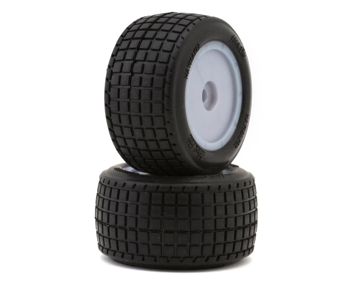 HackFab Losi Mini B/T 2.0 Haymaker Rear Pre-Mounted Mini Oval Tires (Medium) (Silver) (2)