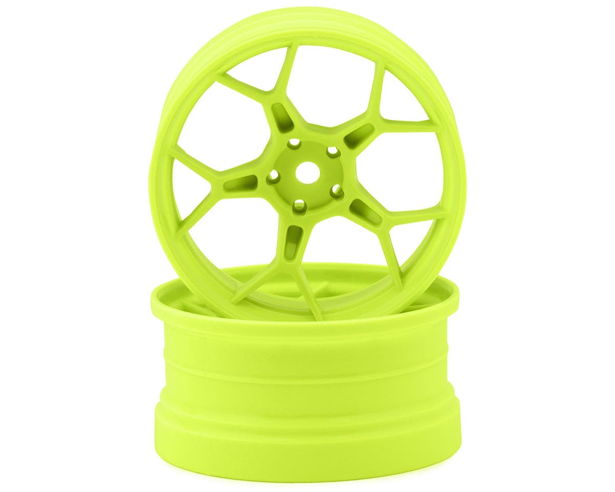 DS Racing Feathery Split Spoke Drift Wheels (Flu Lime) (2) (6mm Offset) w/12mm Hex