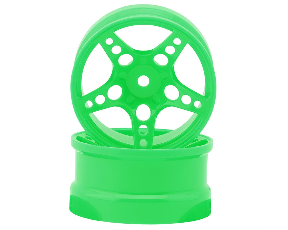 24K RC Technology 1/10 R-Fighter Drift Wheels (Green) (2) (6mm Offset) w/12mm Hex