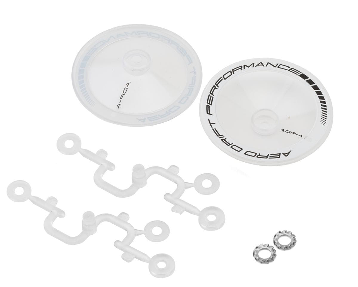DS Racing Sloped Aero Drift Wheel Covers (Clear/White) (2) (Drift Element Wheels)