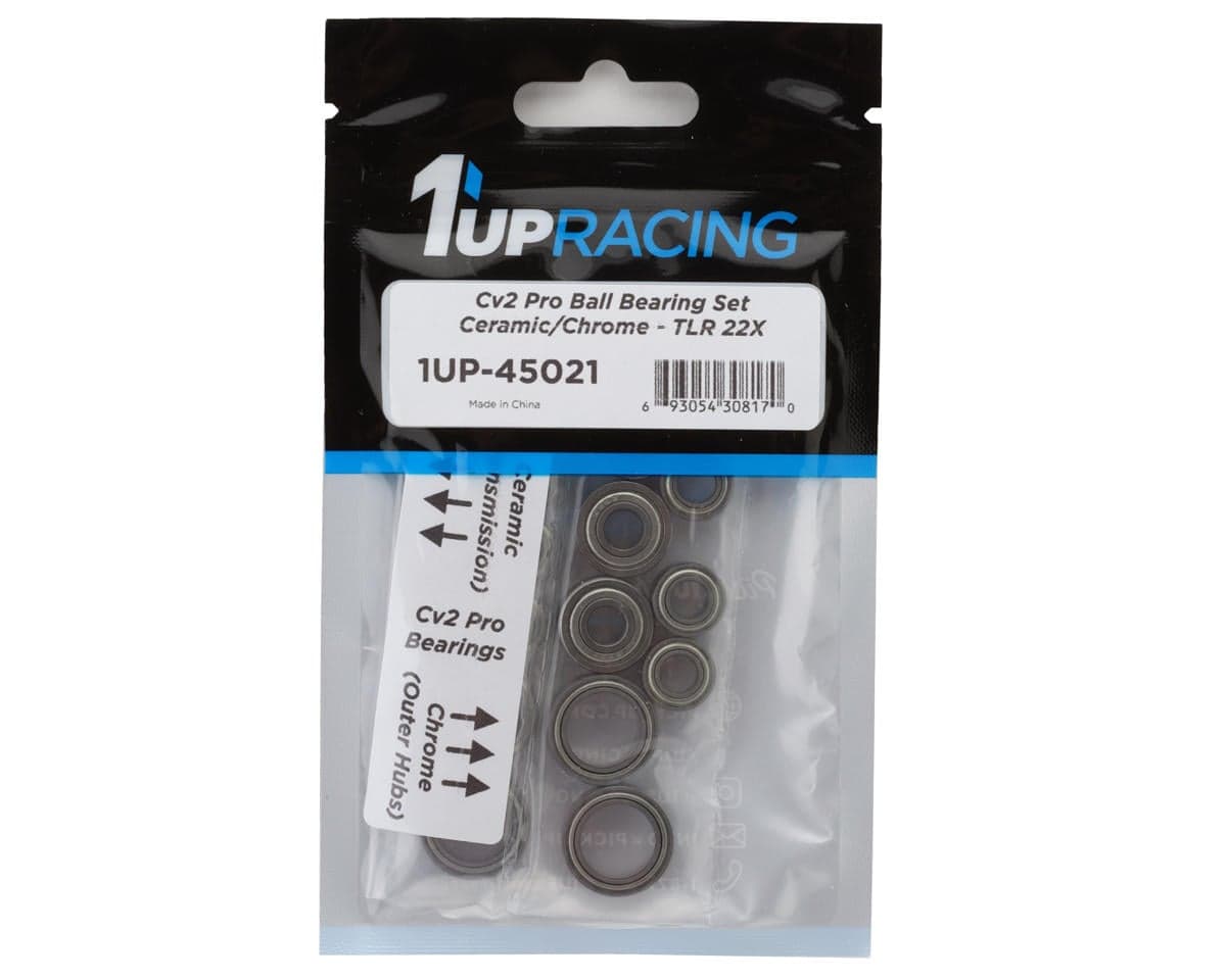 1UP Racing TLR 22X Cv2 Pro Ball Bearing Set (Ceramic/Chrome)