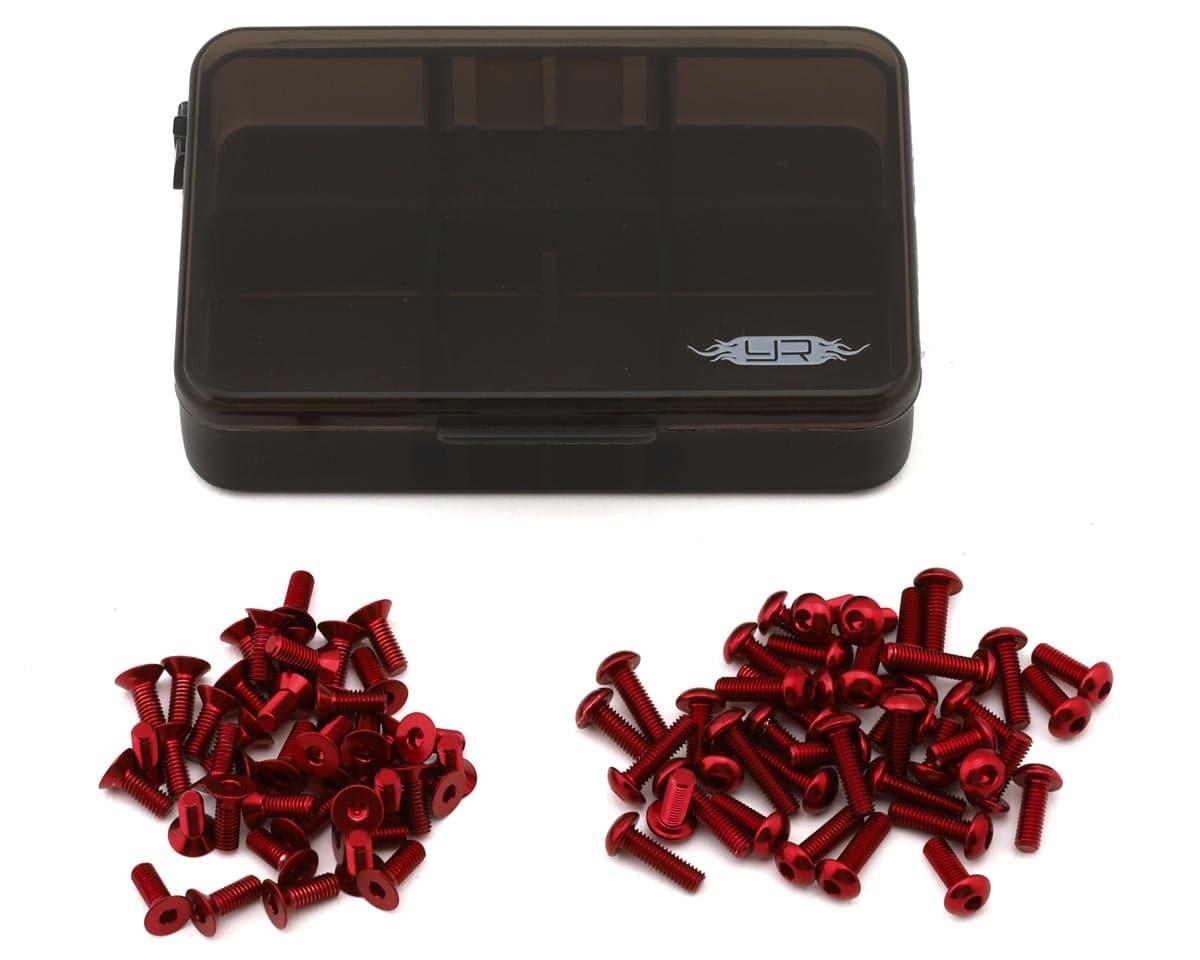 Yeah Racing Fazer FZD2 Assorted 7075 Aluminum Screws Set w/Container (Red)