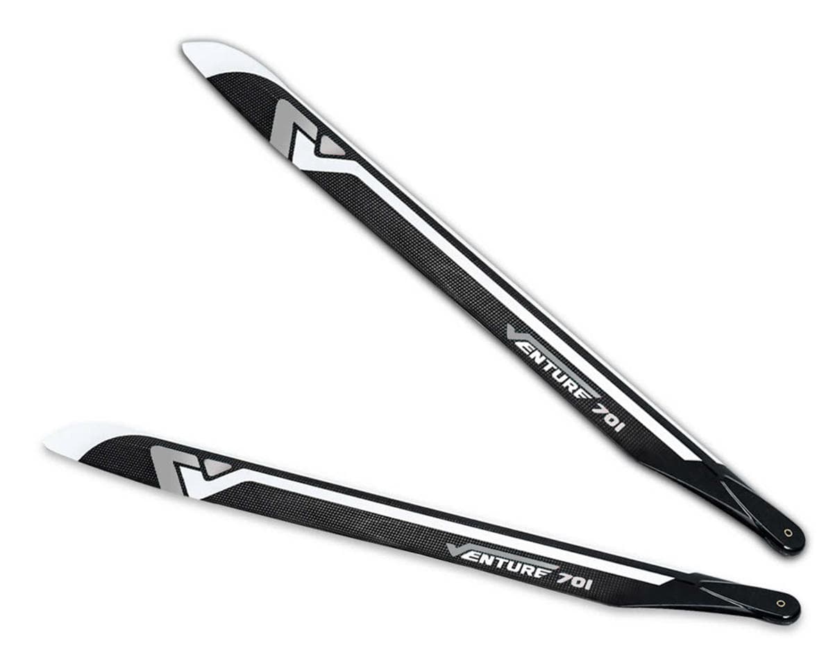Venture Blades 701mm Premium Carbon Fiber Main Blades (Silver) (2)