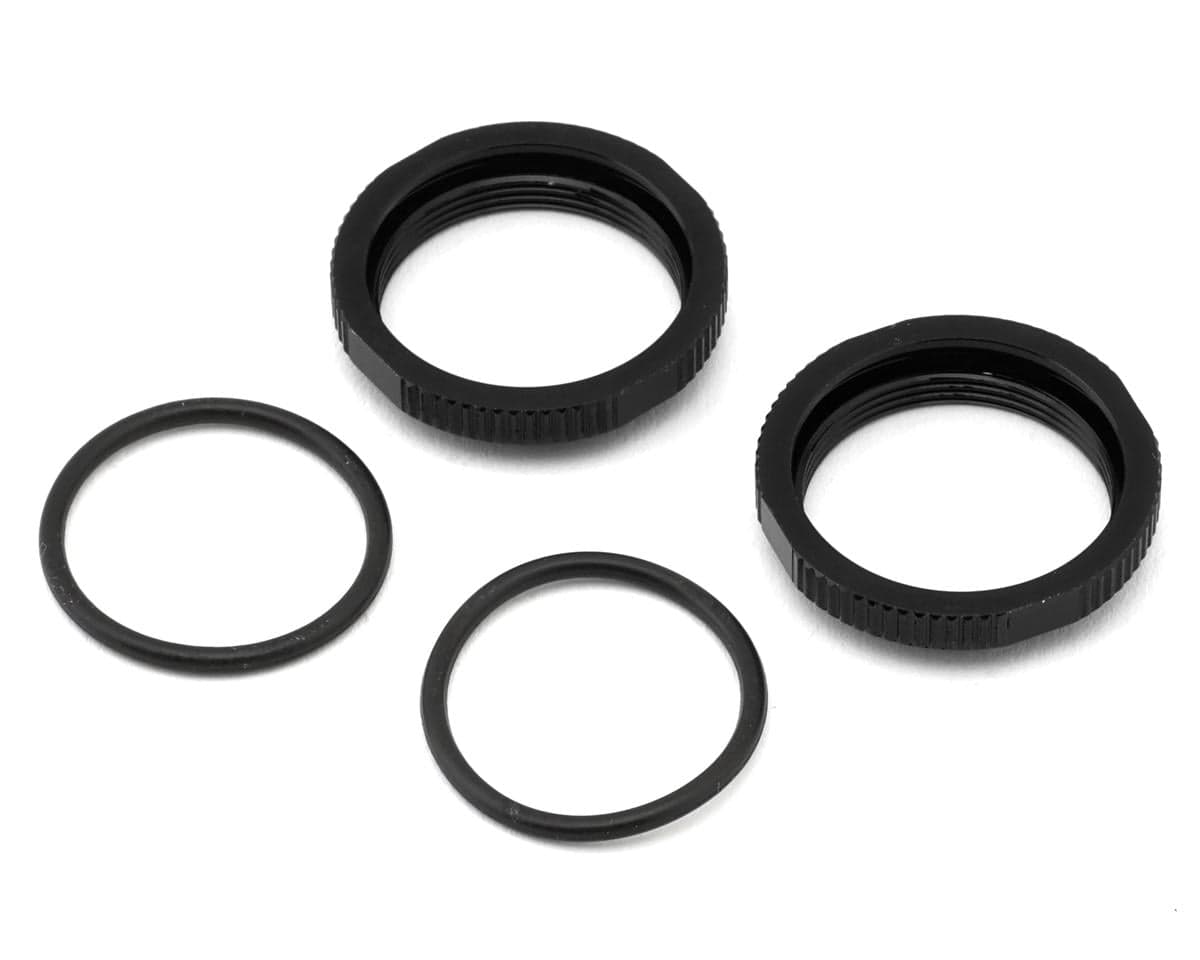Tekno RC 16mm Aluminum Low Profile Shock Collars (Black) (2)