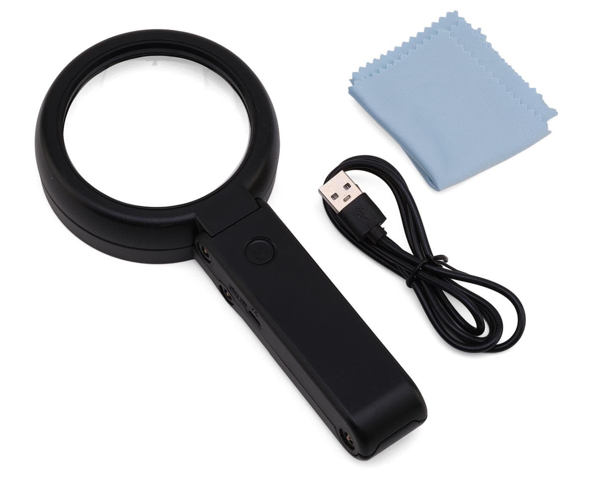 Shesto Limited Lightcraft Foldable LED Magnifier (5x) (11x Auxiliary) w/Battery, USB Cable & Built-In Stand