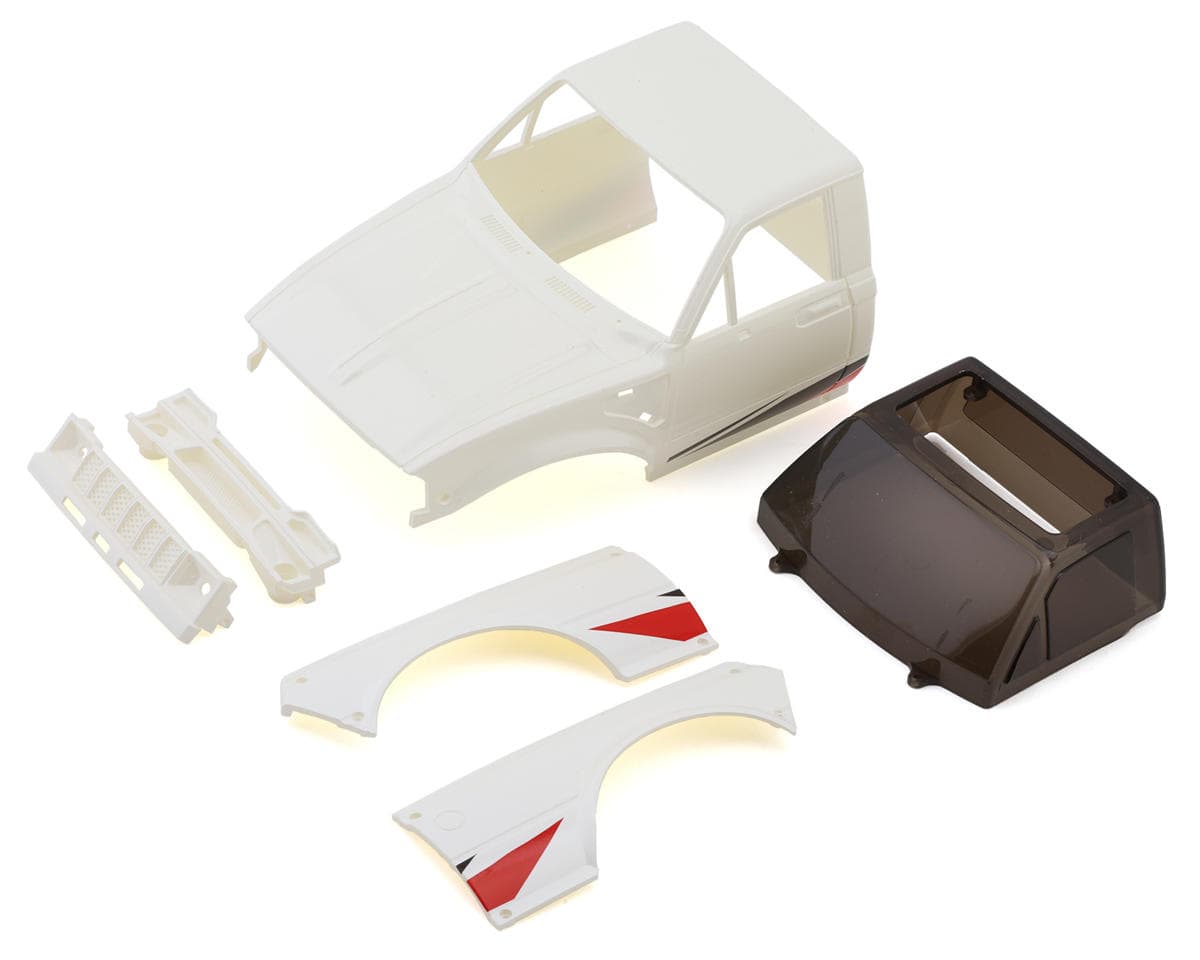 Injora IR60 Pickup 1/18 Pre-Painted Hard Body Set for Traxxas® TRX-4M® (White) (Defender®/Bronco®) w/Bed Rack & LED Lights