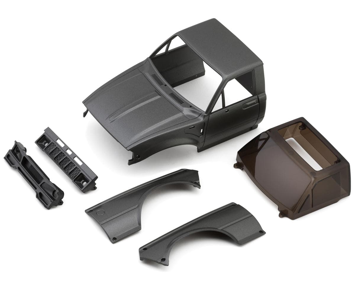 Injora Axial® SCX24 IR60-24 Pickup 1/24 Pre-Painted Hard Body Set (Grey) (132mm Wheelbase) w/Bed Rack & LED Lights