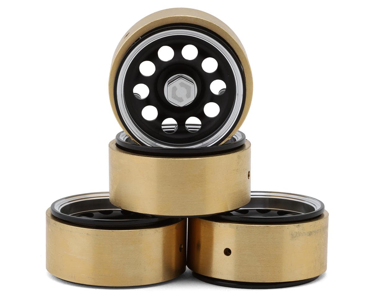 HPI Venture 18 1.2" CS-10 Aluminum Micro Crawler Beadlock Wheels (Black) (4) (34g ea) w/Brass Clamp Rings