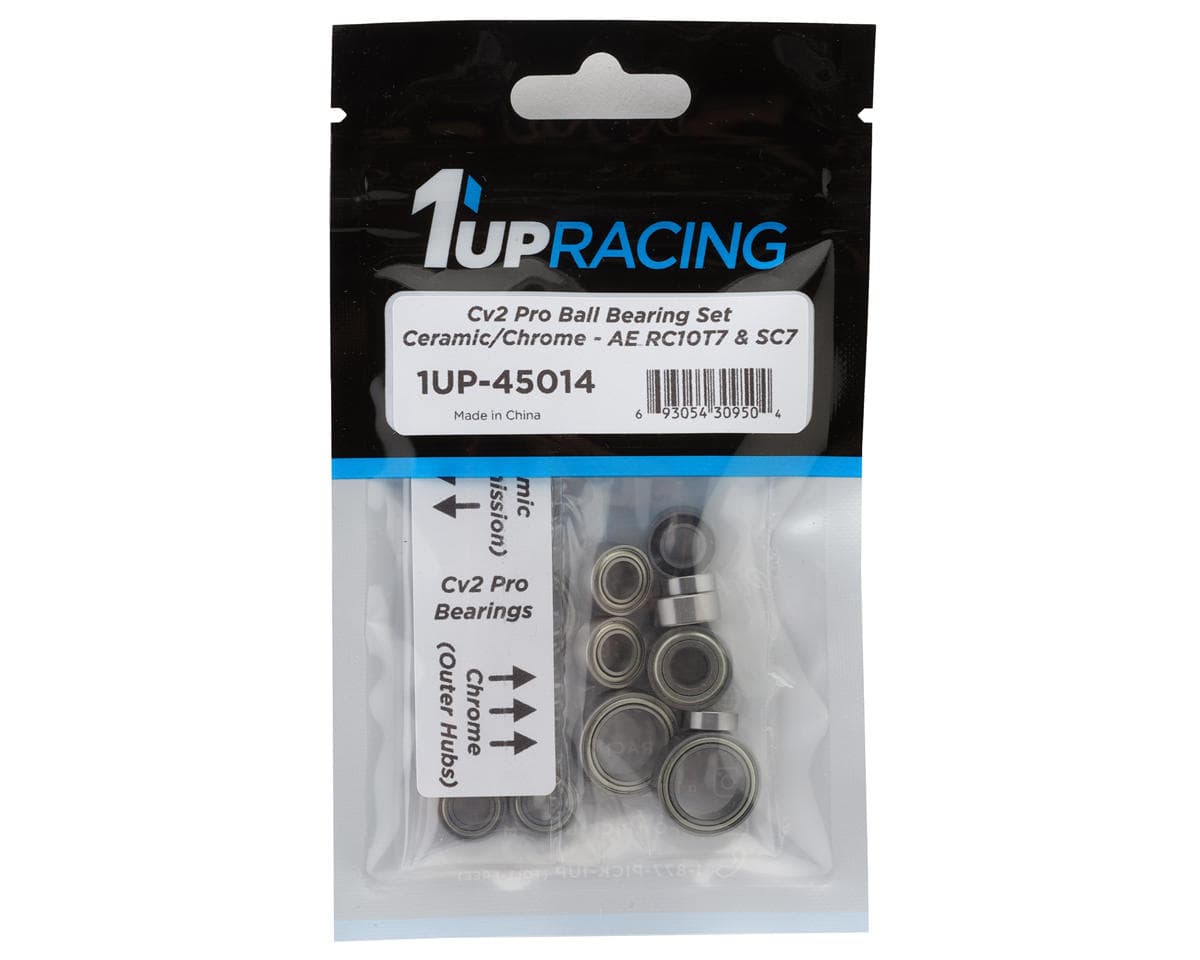 1UP Racing Team Associated RC10T7/SC7 Cv2 Pro Bearing Set (Ceramic/Chrome)