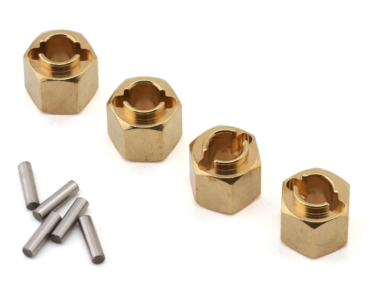 Injora Redcat Ascent-18 Brass Wheel Hex Adapters (Gold) (4) (1.5g ea) (6mm Offset)