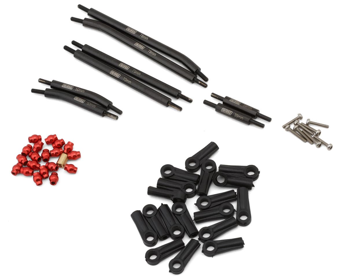 Injora Axial SCX24 Steel High Clearance Suspension Links Set (155mm Wheelbase) (Black) (Gladiator/Power Wagon)