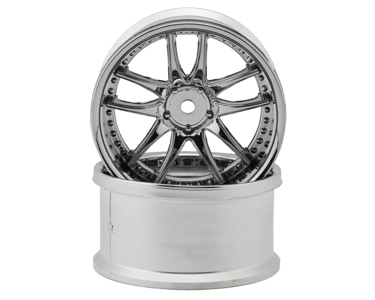 LAB Work Emotion CR3P 1/10 Super High Traction Drift Wheels (8mm Offset) (Chrome) (2) w/12mm Hex