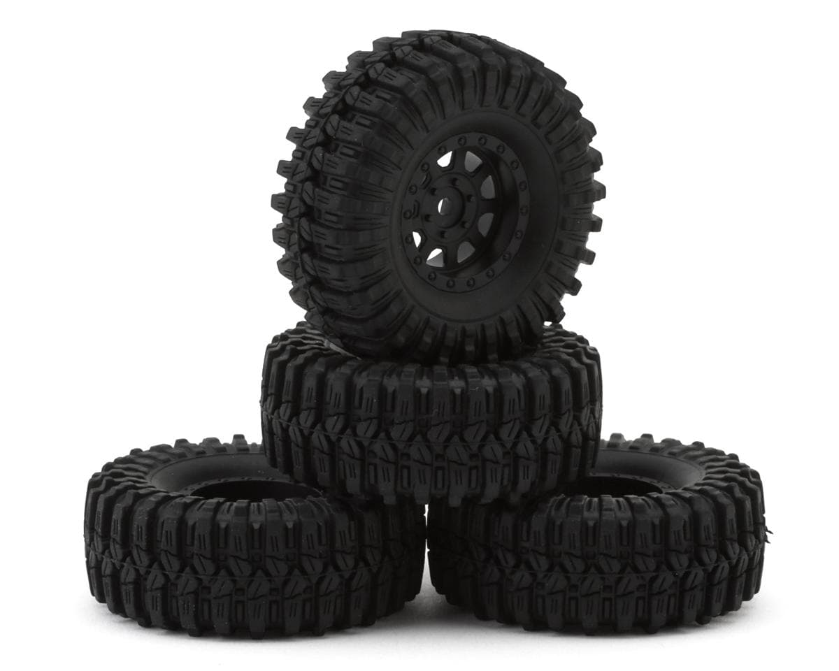 Redcat Ascent 32 Pre-mounted 1/32 Rock Crawler Tires (Black) (4)