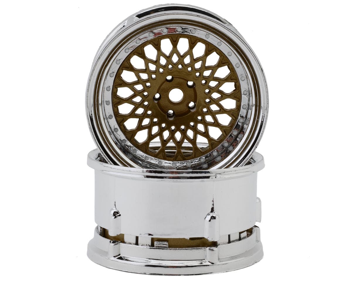 DS Racing Element Mesh 1/10 Drift Wheels (Bronze w/Chrome Lip) (2) (Adjustable Offset) w/12mm Hex