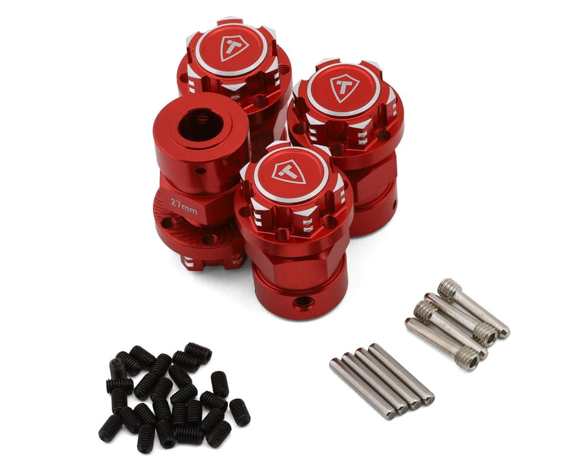 Treal Hobby Arrma Kraton 6S EXB Aluminum 27mm Extended Hex Hub w/Wheel Nuts (Red) (4)