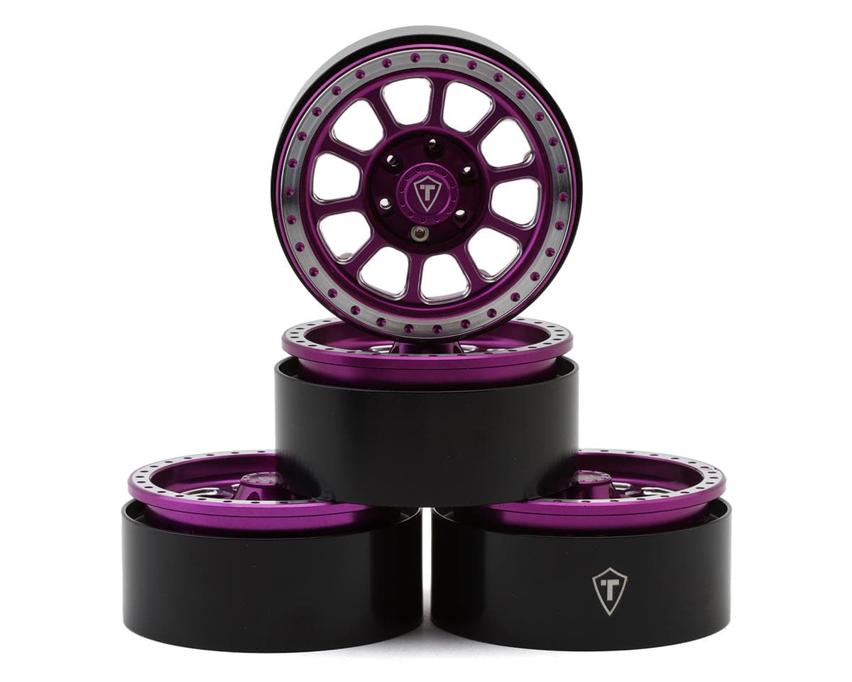 Treal Hobby 1.9" Type C Multi-Spoke Aluminum Crawler Beadlock Wheels (Purple) (4) (116g ea)