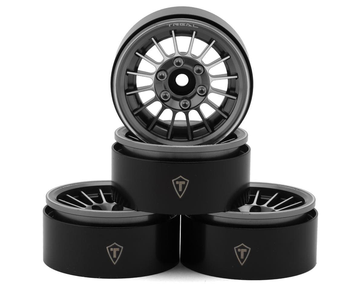 Treal Hobby 1.9" Type-J Multi-Spoke Aluminum Crawler Beadlock Wheels (Grey) (4) (113.7g ea)