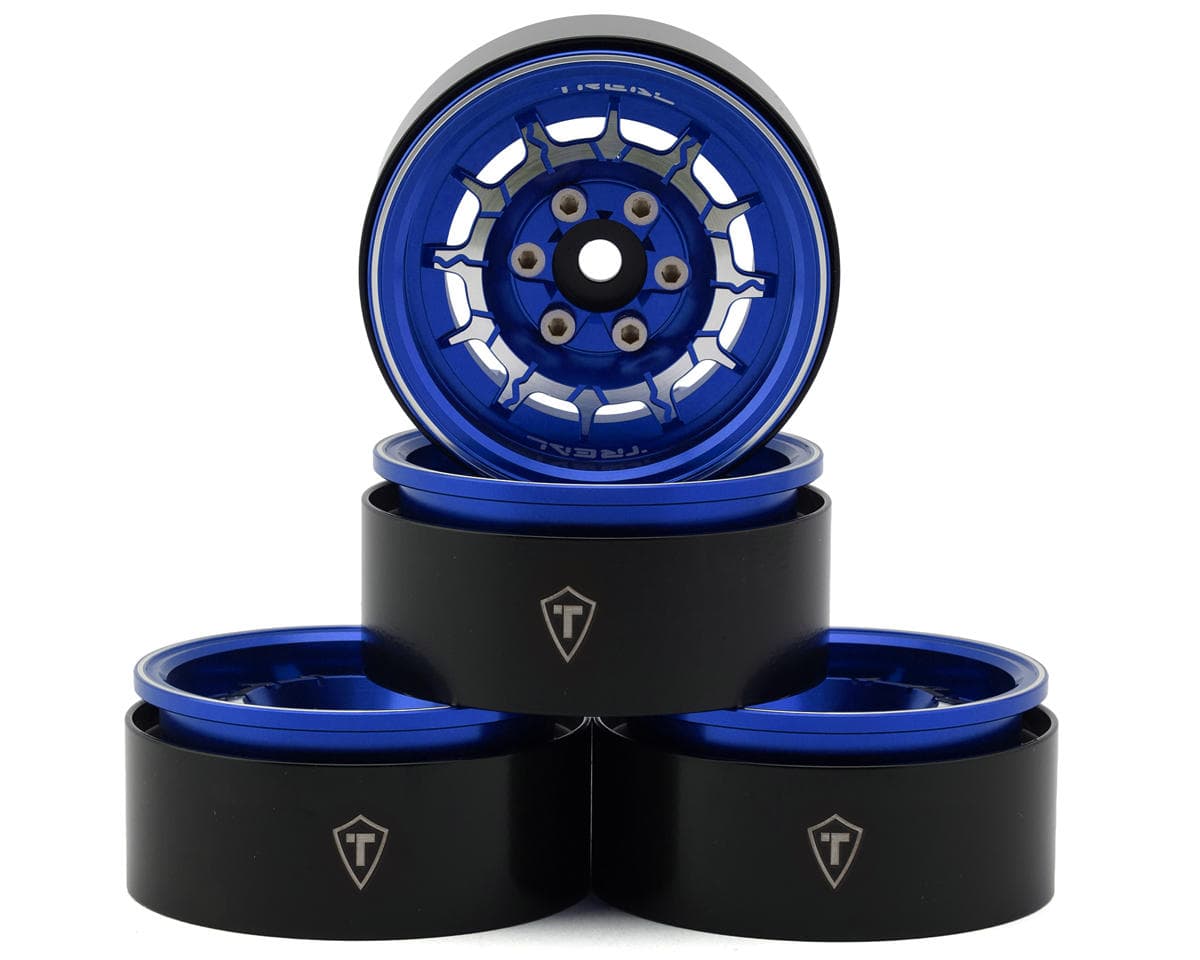 Treal Hobby 1.9" Type-M Aluminum Crawler Beadlock Wheels (Blue) (4) (122.9g ea)