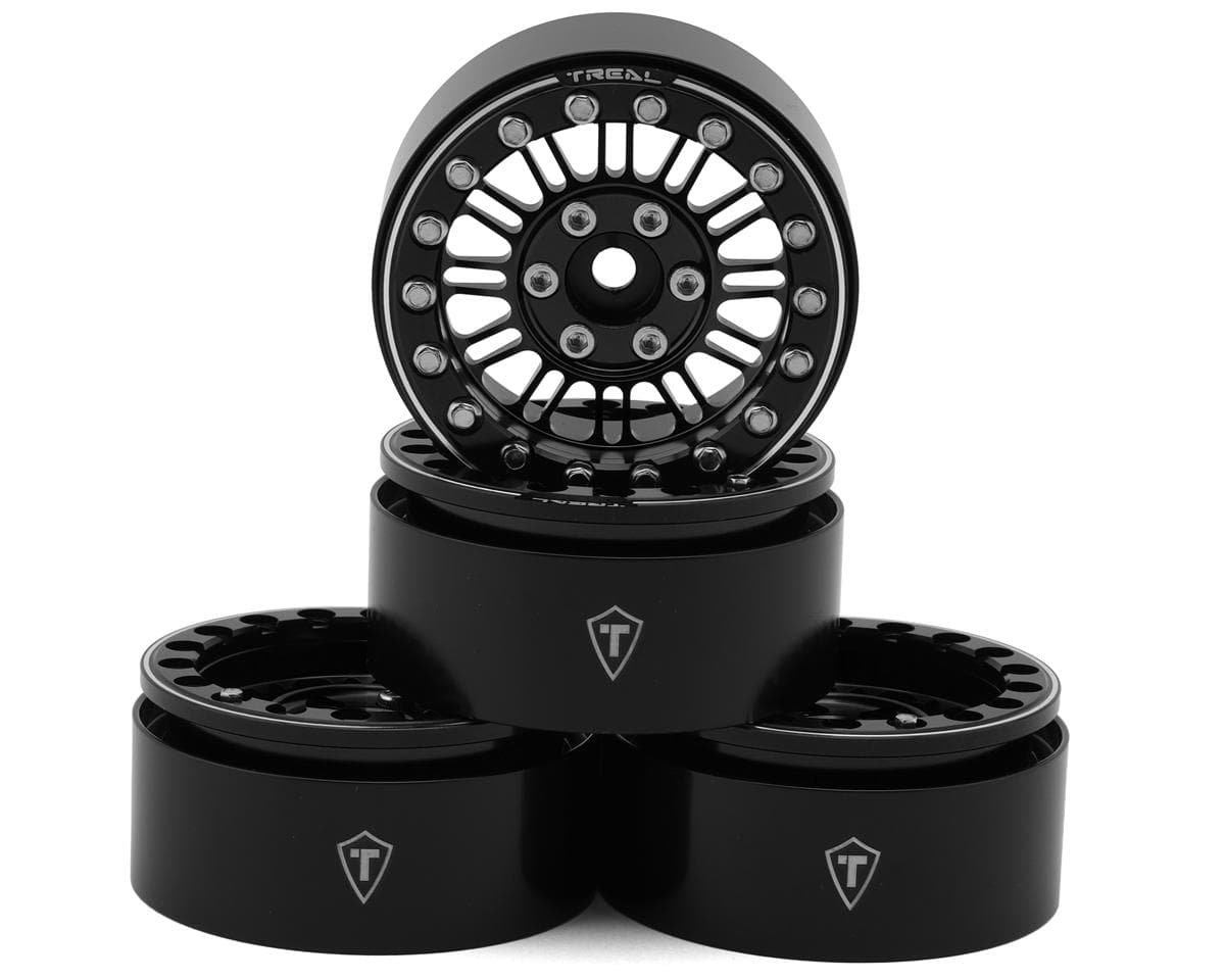 Treal Hobby 1.9" Type K Multi-Spoke Aluminum Crawler Beadlock Wheels (Black) (4) (122.7g ea)