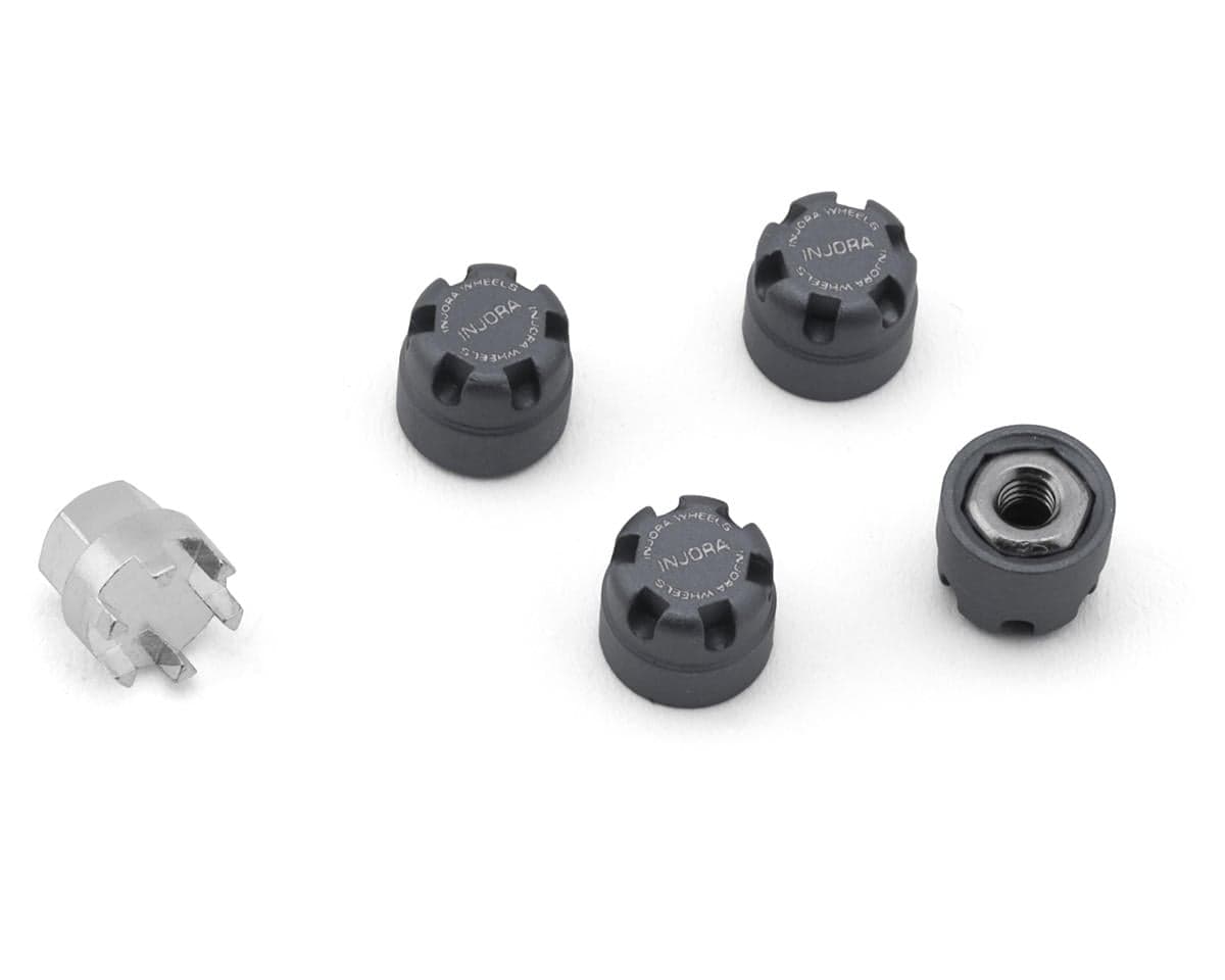 Injora 2.5mm Aluminum Wheel Cap Lock Nuts (Grey) (4)