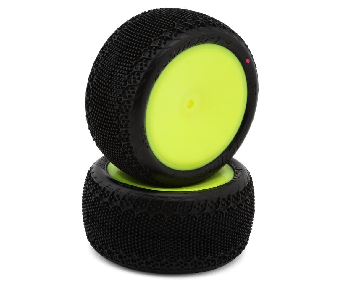 JConcepts 3DP 2.2" Pre-Mounted Rear Buggy Carpet Tires (Yellow) (2) (Pink) w/12mm Hex