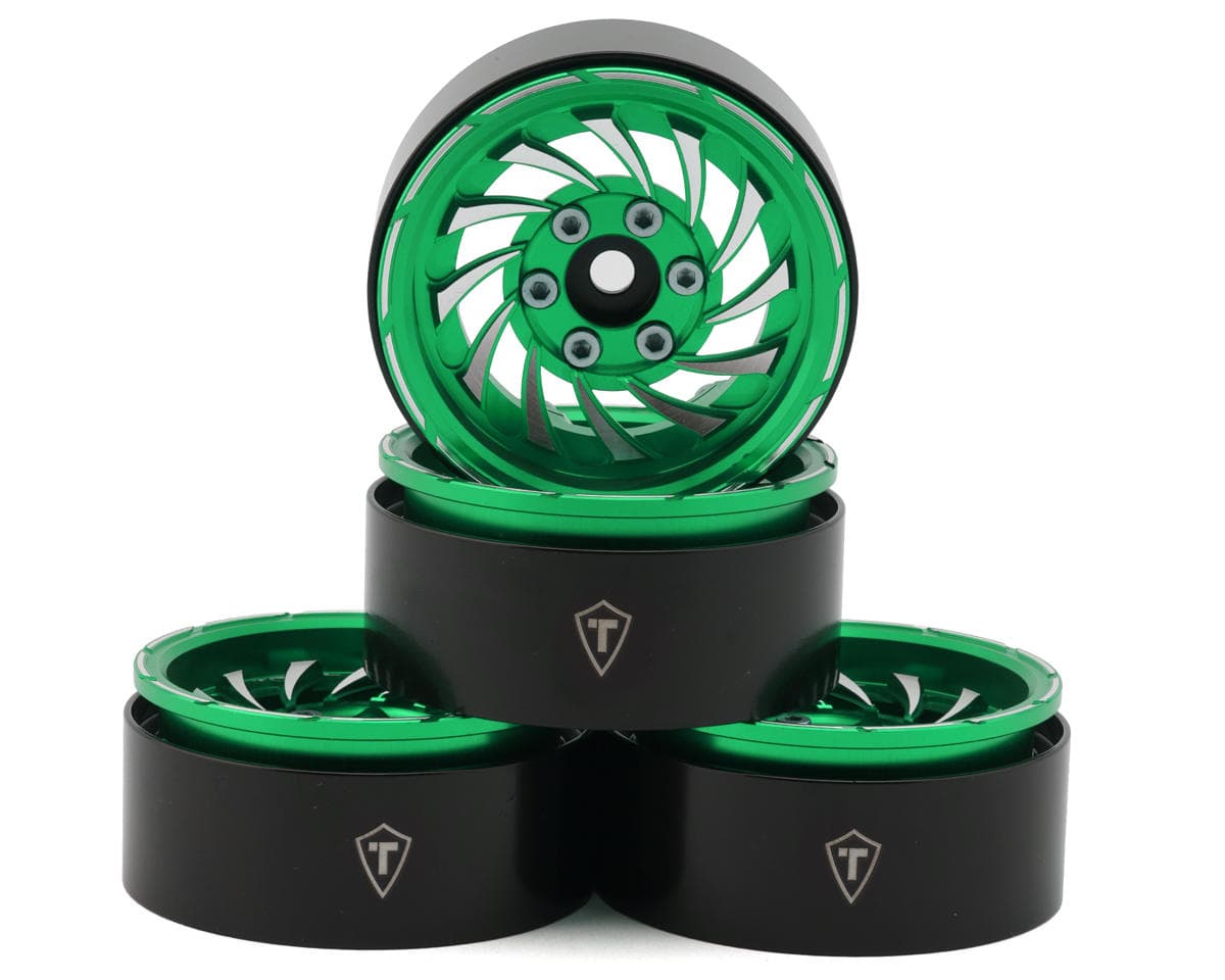 Treal Hobby Cyclone 1.9" Aluminum Beadlock Wheels (Green) (4) (122.5g)
