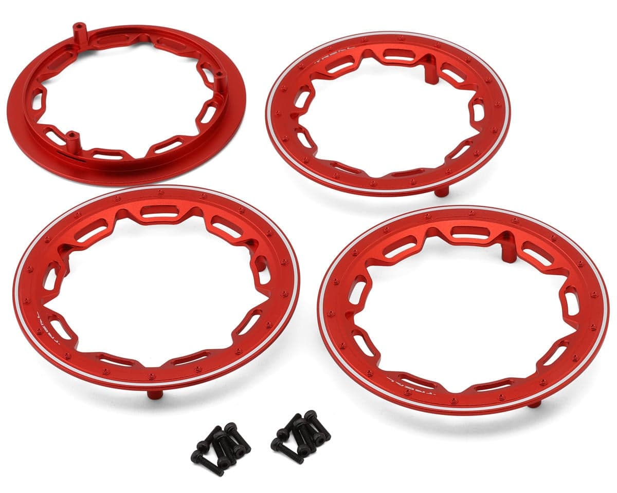 Treal Hobby 7075 Aluminum Front Wheel Rings for Traxxas® Funco® Pro Scale® (Red) (4) (3.5")
