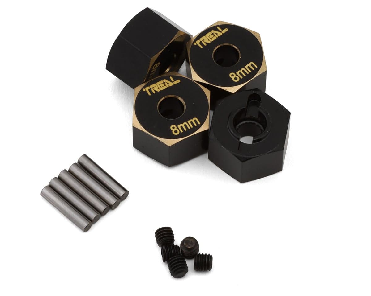 Treal Hobby Axial SCX10 II Brass Hex Adapters (4) (8mm Offset)