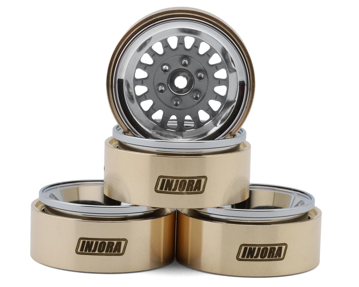 Injora 1.3" ModuWheel Brass & Aluminum Micro Crawler Beadlock Wheels (Grey) (4) (40.5g ea) (-4.05mm Offset)