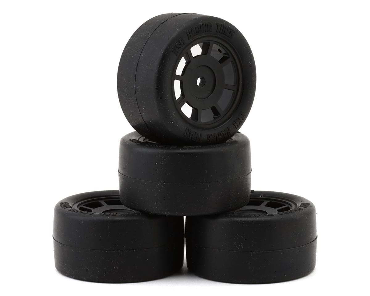 BSR Racing 1/12 Race Radial Pre-Mounted Rubber Belted Carpet Tires (4) (Green 28 Shore - Soft/Blue 32 Shore - Medium)